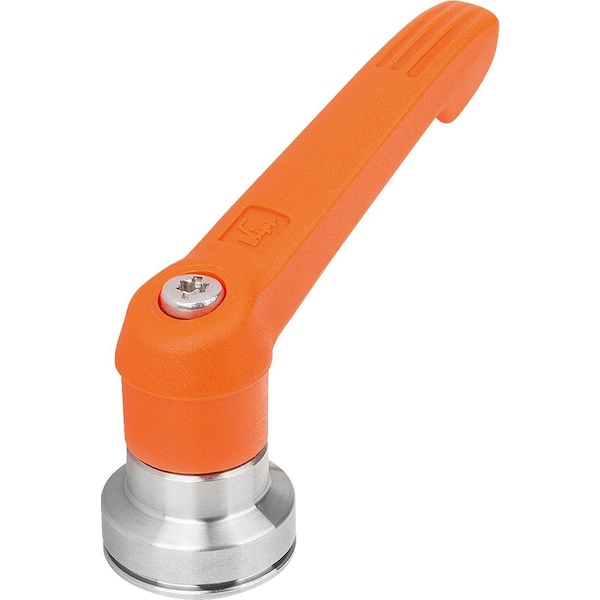 Adjustable Handle W Clamp Force Intensif Size:5, M12, Plastic Orange Ral2004, Comp:Stainless Steel